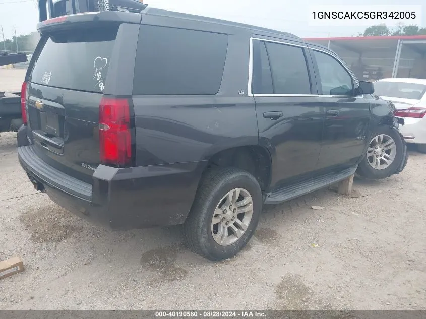 1GNSCAKC5GR342005 2016 Chevrolet Tahoe Ls