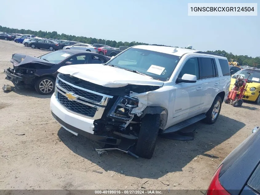 2016 Chevrolet Tahoe Lt VIN: 1GNSCBKCXGR124504 Lot: 40199016