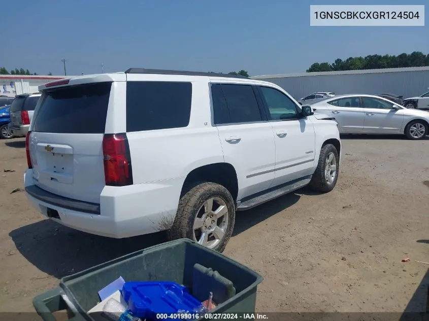 2016 Chevrolet Tahoe Lt VIN: 1GNSCBKCXGR124504 Lot: 40199016