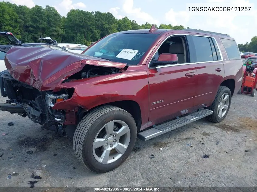 2016 Chevrolet Tahoe Ls VIN: 1GNSCAKC0GR421257 Lot: 40212935