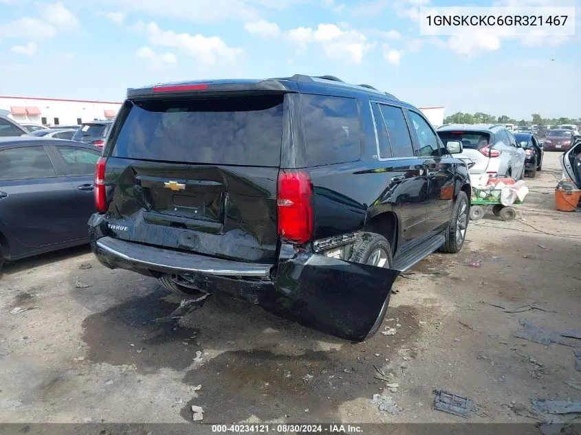 2016 Chevrolet Tahoe Ltz VIN: 1GNSKCKC6GR321467 Lot: 40234121