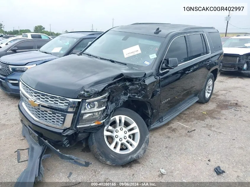 2016 Chevrolet Tahoe Ls VIN: 1GNSCAKC0GR402997 Lot: 40280165