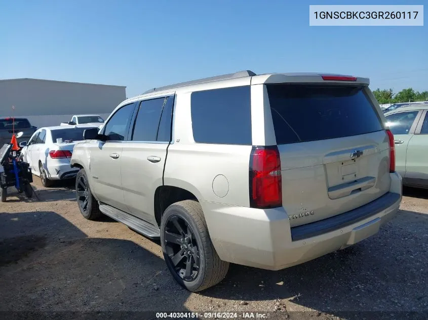 2016 Chevrolet Tahoe C1500 Lt VIN: 1GNSCBKC3GR260117 Lot: 40304151