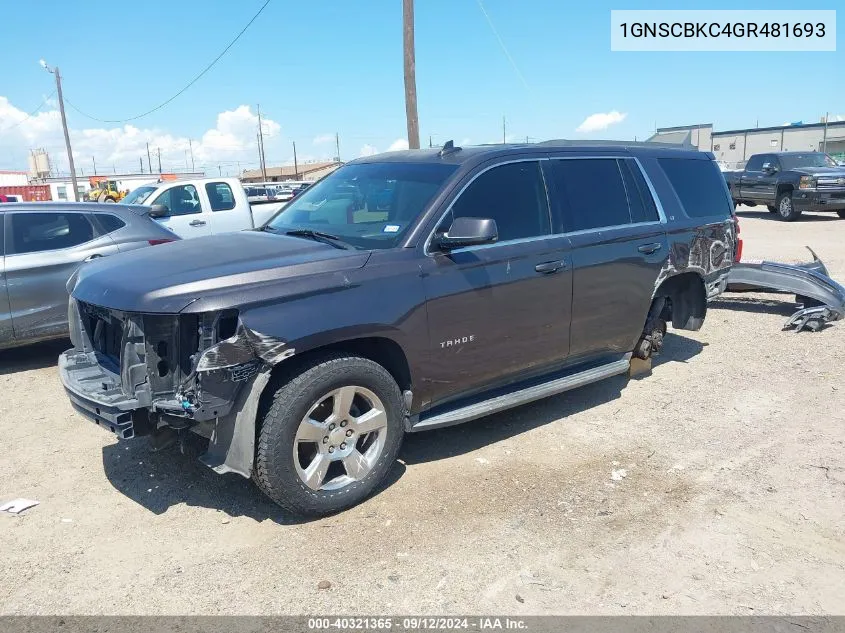 1GNSCBKC4GR481693 2016 Chevrolet Tahoe Lt