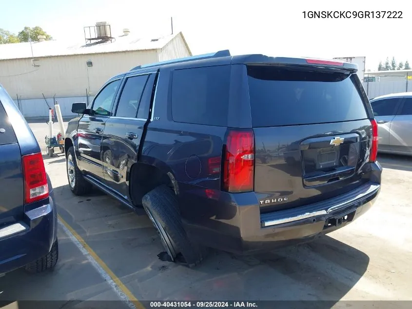 2016 Chevrolet Tahoe Ltz VIN: 1GNSKCKC9GR137222 Lot: 40431054