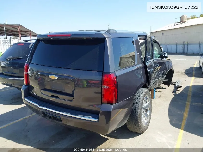 2016 Chevrolet Tahoe Ltz VIN: 1GNSKCKC9GR137222 Lot: 40431054