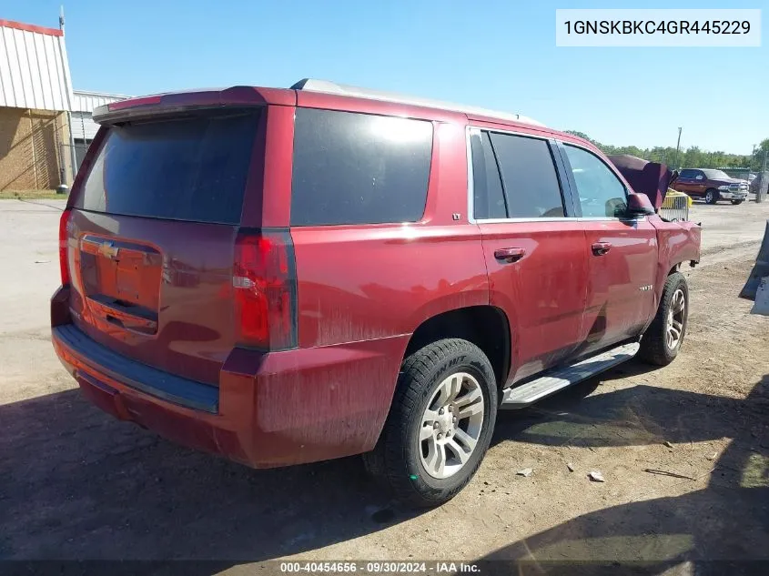 2016 Chevrolet Tahoe Lt VIN: 1GNSKBKC4GR445229 Lot: 40454656