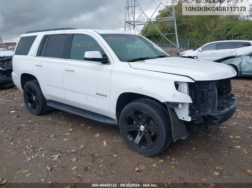 2016 Chevrolet Tahoe K1500 Lt VIN: 1GNSKBKC4GR112173 Lot: 40455122