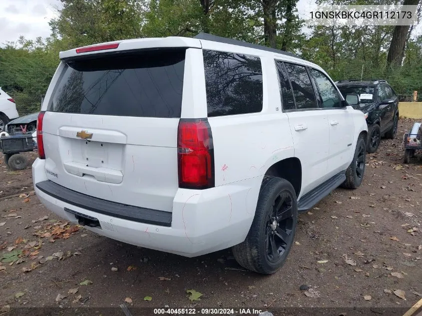 2016 Chevrolet Tahoe K1500 Lt VIN: 1GNSKBKC4GR112173 Lot: 40455122