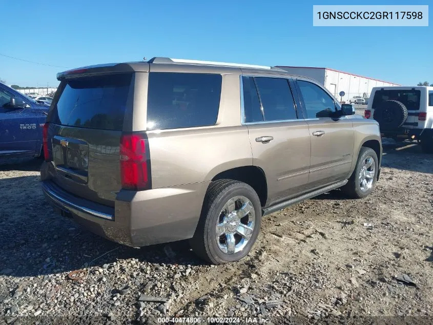 2016 Chevrolet Tahoe Ltz VIN: 1GNSCCKC2GR117598 Lot: 40474806