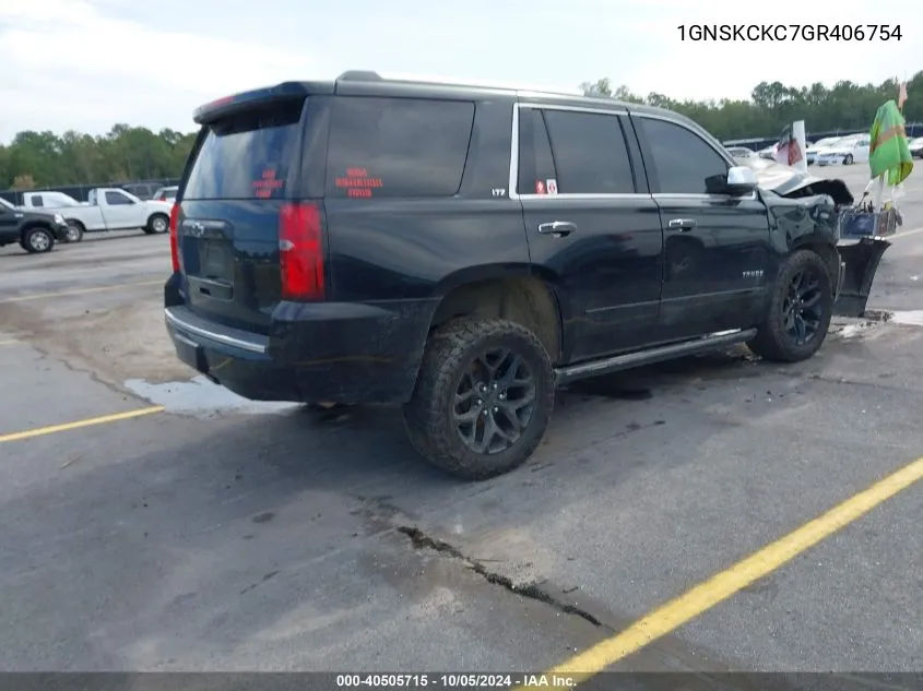 2016 Chevrolet Tahoe Ltz VIN: 1GNSKCKC7GR406754 Lot: 40505715