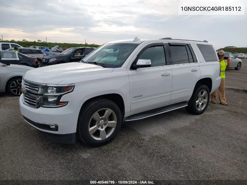 2016 Chevrolet Tahoe C1500 Ltz VIN: 1GNSCCKC4GR185112 Lot: 40546799