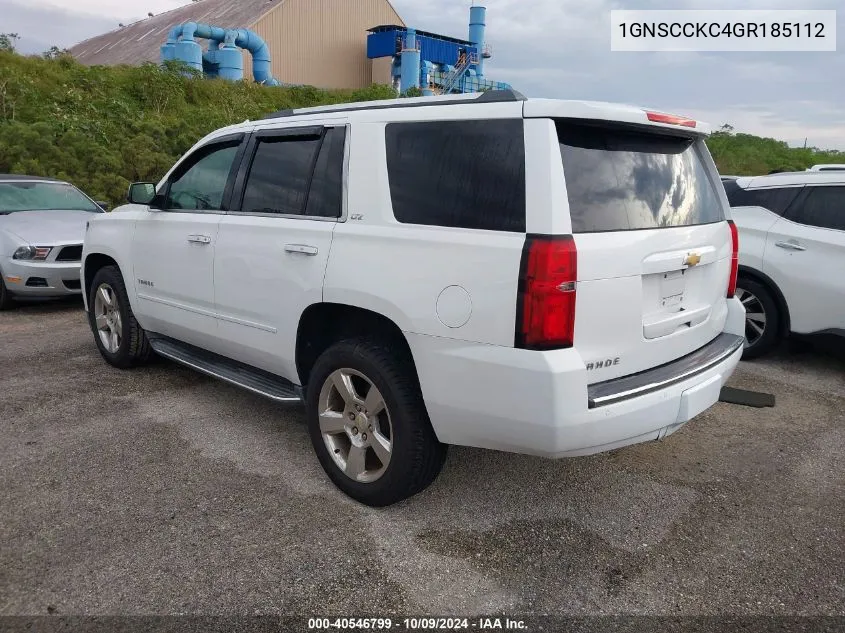 2016 Chevrolet Tahoe C1500 Ltz VIN: 1GNSCCKC4GR185112 Lot: 40546799