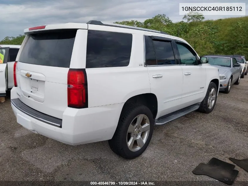 2016 Chevrolet Tahoe C1500 Ltz VIN: 1GNSCCKC4GR185112 Lot: 40546799