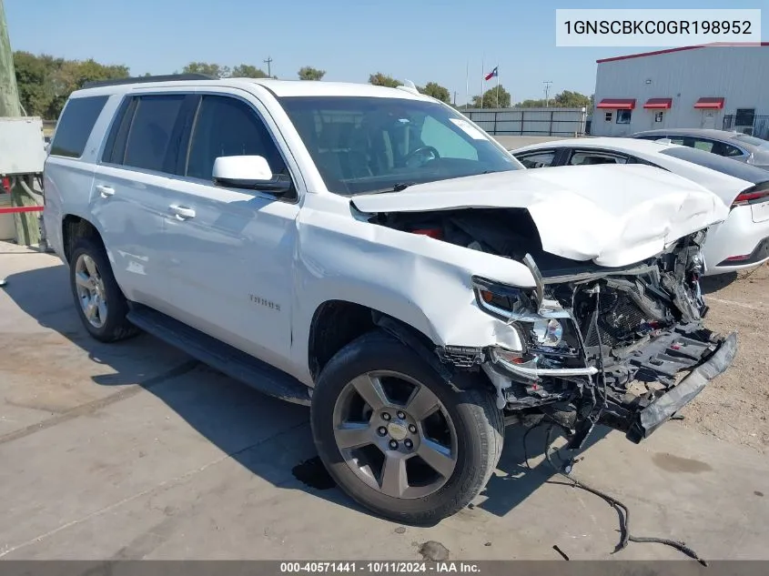 2016 Chevrolet Tahoe C1500 Lt VIN: 1GNSCBKC0GR198952 Lot: 40571441