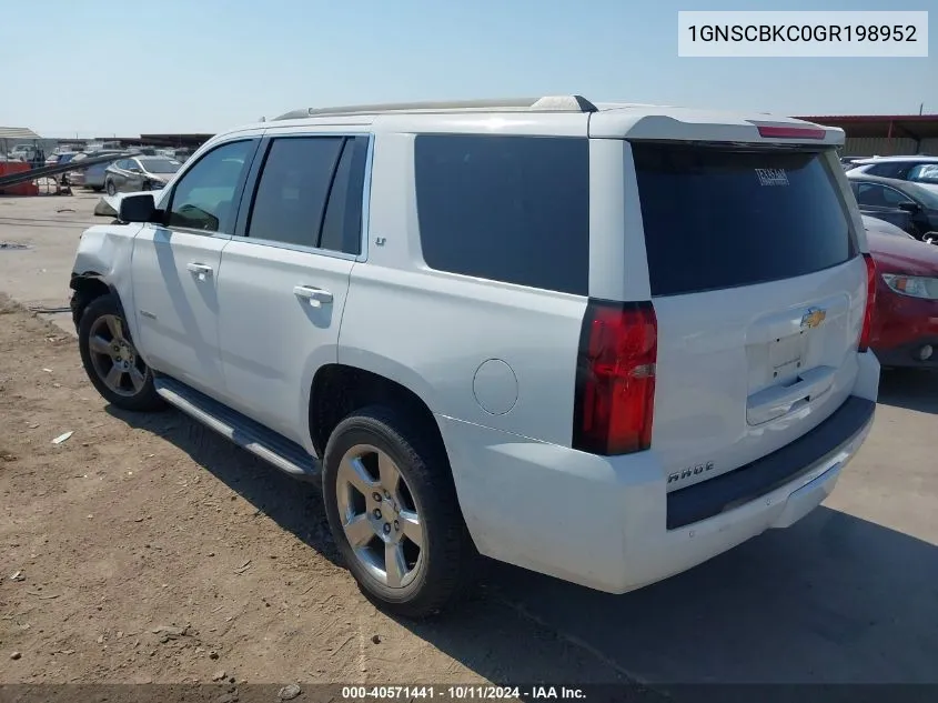 2016 Chevrolet Tahoe C1500 Lt VIN: 1GNSCBKC0GR198952 Lot: 40571441