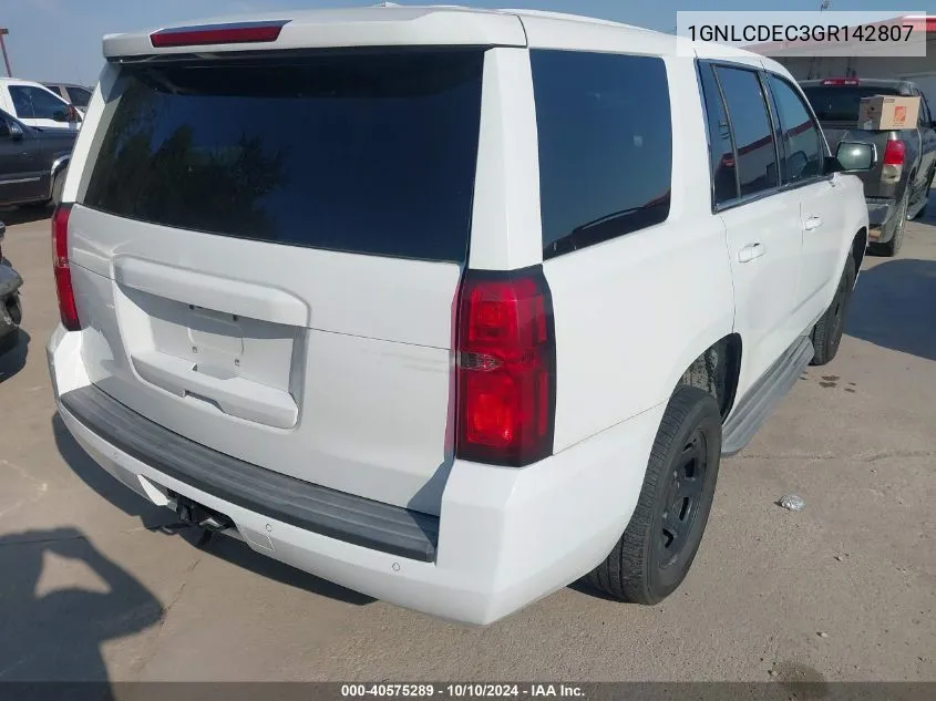 2016 Chevrolet Tahoe Commercial Fleet VIN: 1GNLCDEC3GR142807 Lot: 40575289