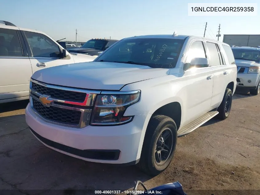 2016 Chevrolet Tahoe Commercial Fleet VIN: 1GNLCDEC4GR259358 Lot: 40601337