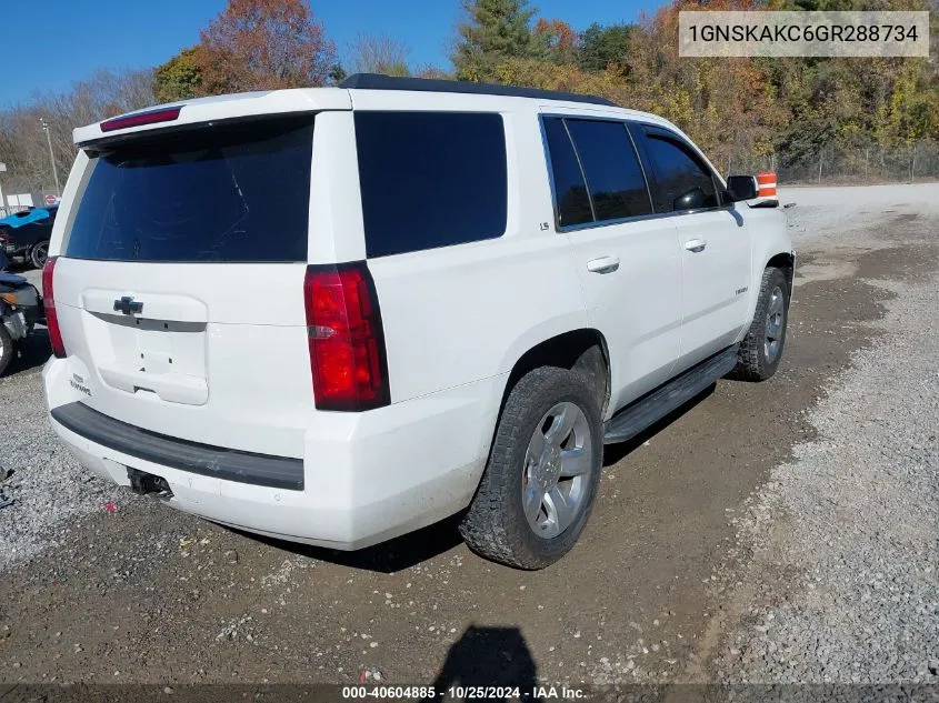 2016 Chevrolet Tahoe Ls VIN: 1GNSKAKC6GR288734 Lot: 40604885