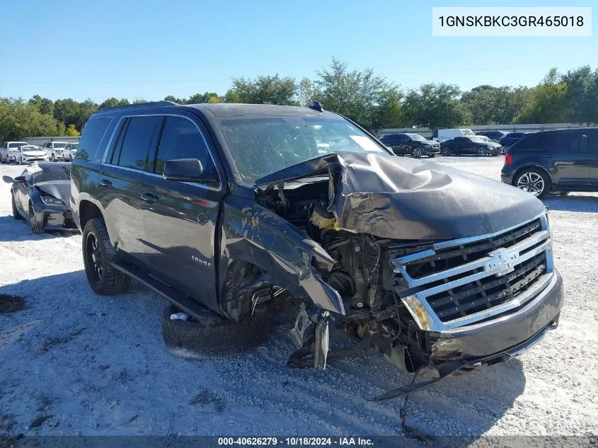 2016 Chevrolet Tahoe Lt VIN: 1GNSKBKC3GR465018 Lot: 40626279