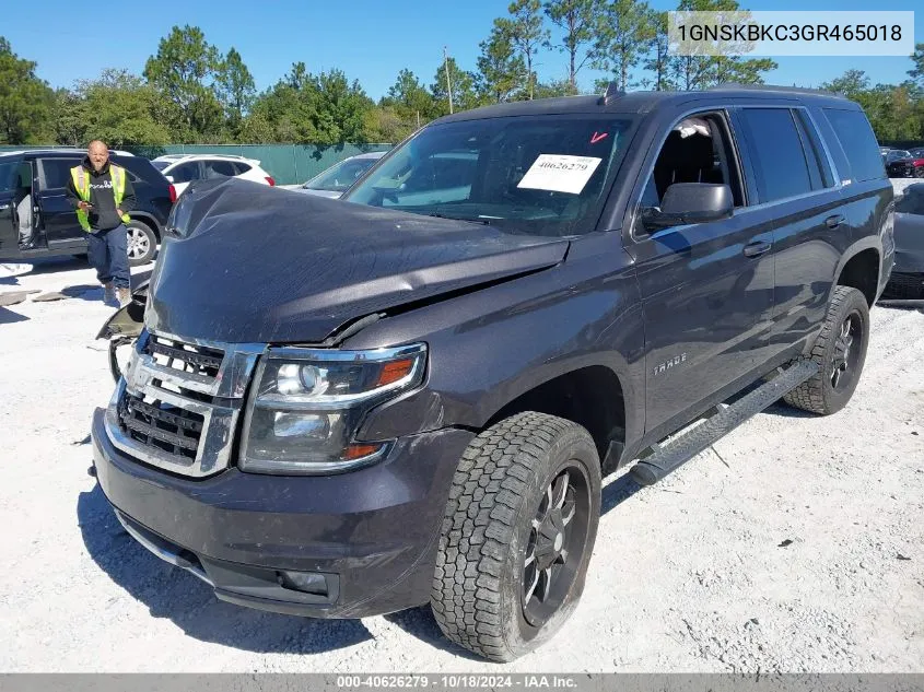 2016 Chevrolet Tahoe Lt VIN: 1GNSKBKC3GR465018 Lot: 40626279