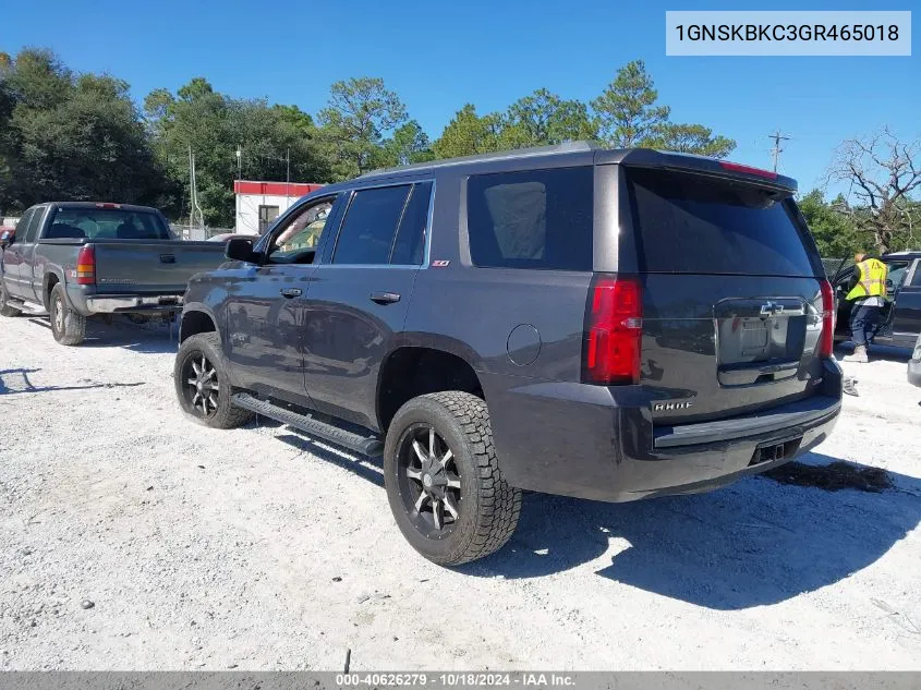 2016 Chevrolet Tahoe Lt VIN: 1GNSKBKC3GR465018 Lot: 40626279