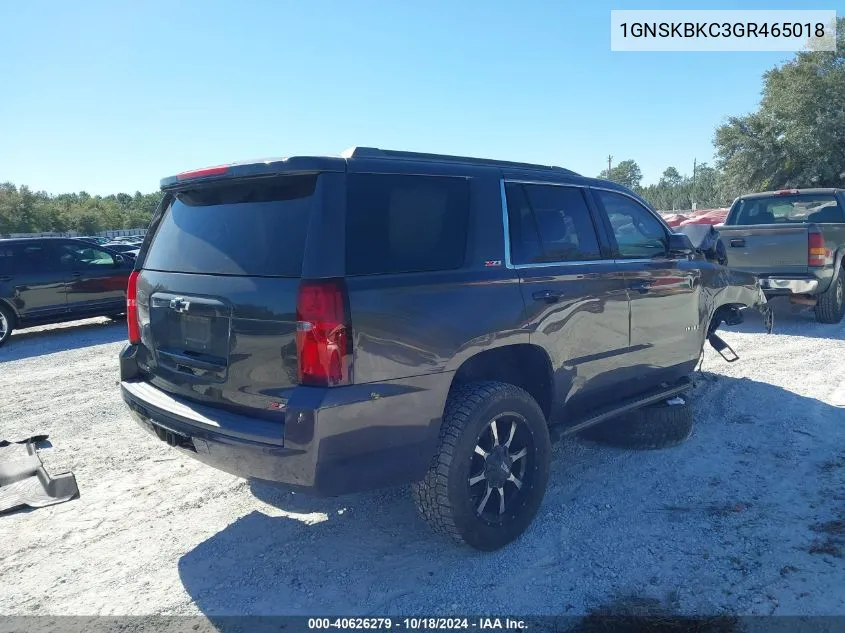 2016 Chevrolet Tahoe Lt VIN: 1GNSKBKC3GR465018 Lot: 40626279