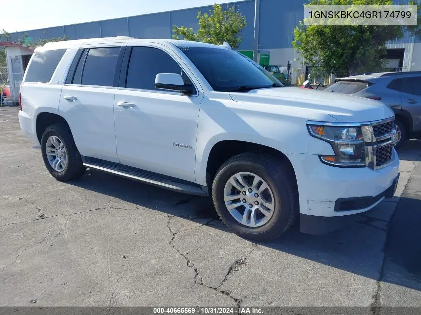 2016 Chevrolet Tahoe Lt VIN: 1GNSKBKC4GR174799 Lot: 40665569