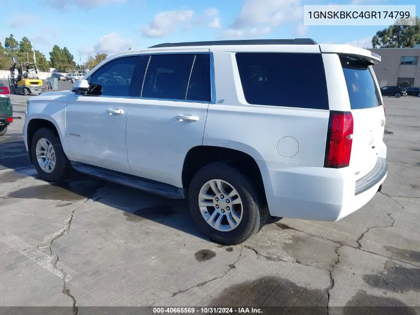 2016 Chevrolet Tahoe Lt VIN: 1GNSKBKC4GR174799 Lot: 40665569