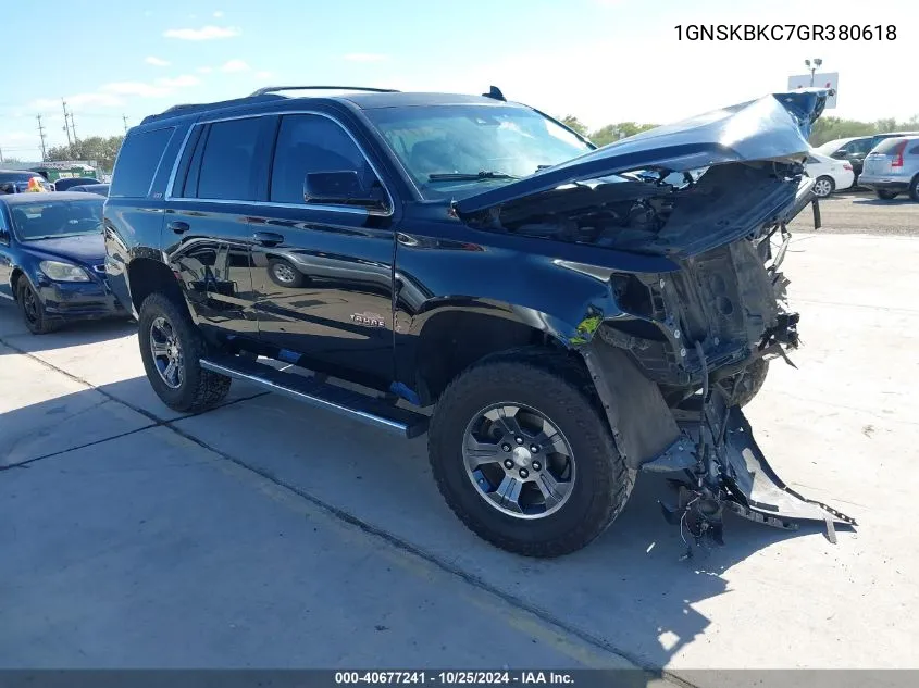 2016 Chevrolet Tahoe Lt VIN: 1GNSKBKC7GR380618 Lot: 40677241