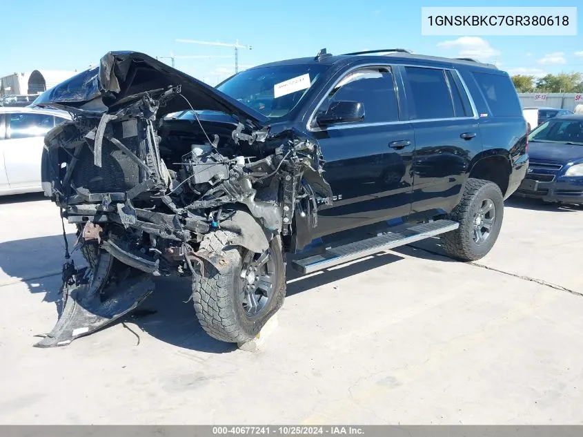 2016 Chevrolet Tahoe Lt VIN: 1GNSKBKC7GR380618 Lot: 40677241