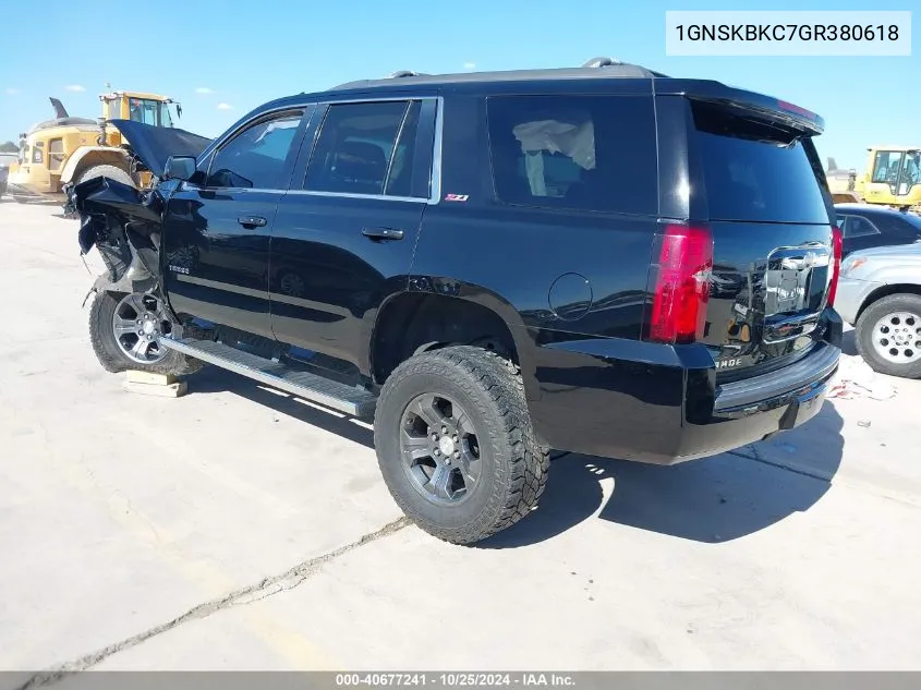 2016 Chevrolet Tahoe Lt VIN: 1GNSKBKC7GR380618 Lot: 40677241