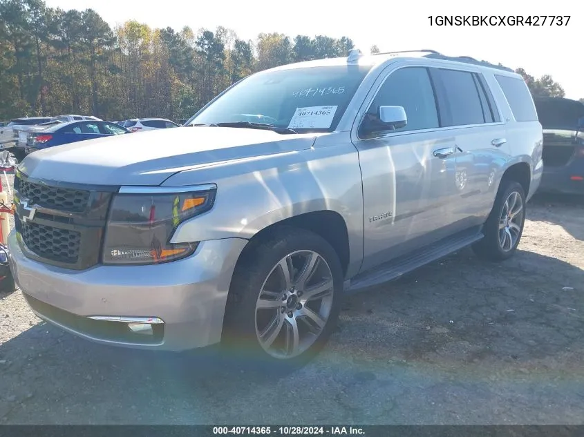 2016 Chevrolet Tahoe Lt VIN: 1GNSKBKCXGR427737 Lot: 40714365