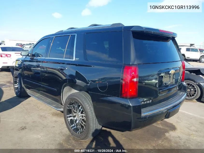 1GNSKCKC1GR113996 2016 Chevrolet Tahoe Ltz