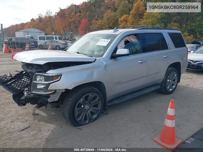 2016 Chevrolet Tahoe Lt VIN: 1GNSKBKC8GR258964 Lot: 40729648