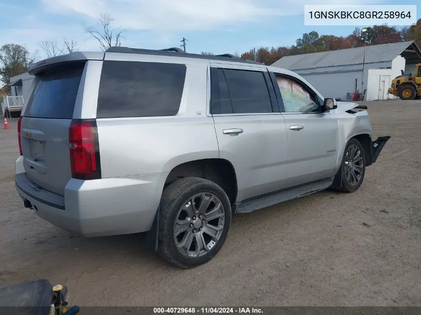 2016 Chevrolet Tahoe Lt VIN: 1GNSKBKC8GR258964 Lot: 40729648