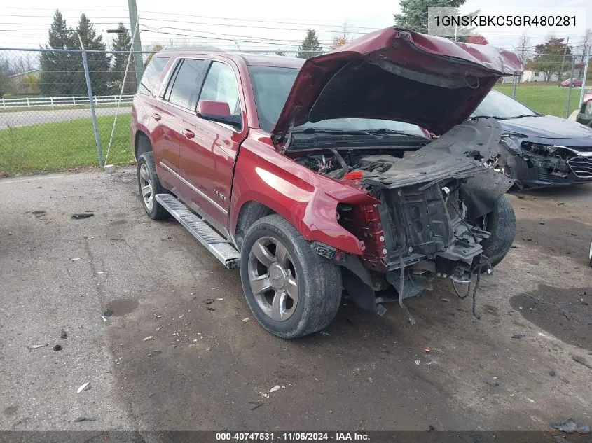 2016 Chevrolet Tahoe Lt VIN: 1GNSKBKC5GR480281 Lot: 40747531