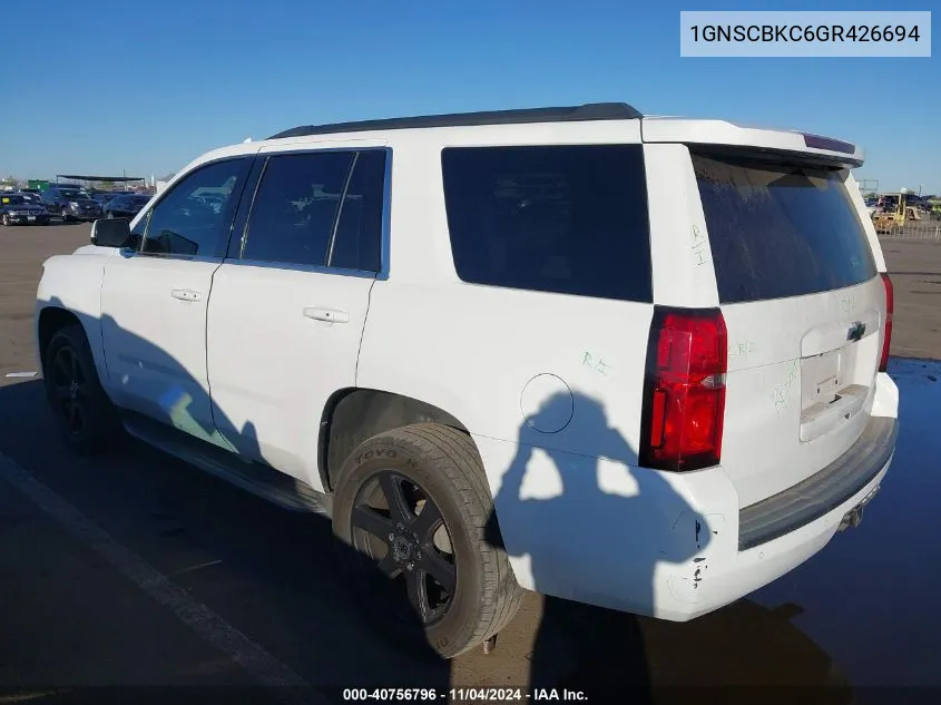 2016 Chevrolet Tahoe Lt VIN: 1GNSCBKC6GR426694 Lot: 40756796