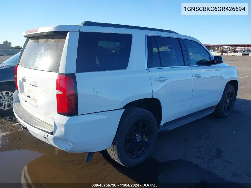 2016 Chevrolet Tahoe Lt VIN: 1GNSCBKC6GR426694 Lot: 40756796