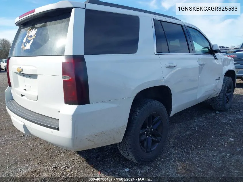 2016 Chevrolet Tahoe Lt VIN: 1GNSKBKCXGR325533 Lot: 40780487