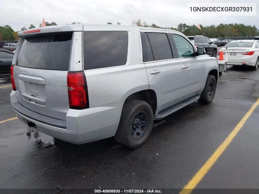 1GNSKDECXGR307931 2016 Chevrolet Tahoe Commercial Fleet