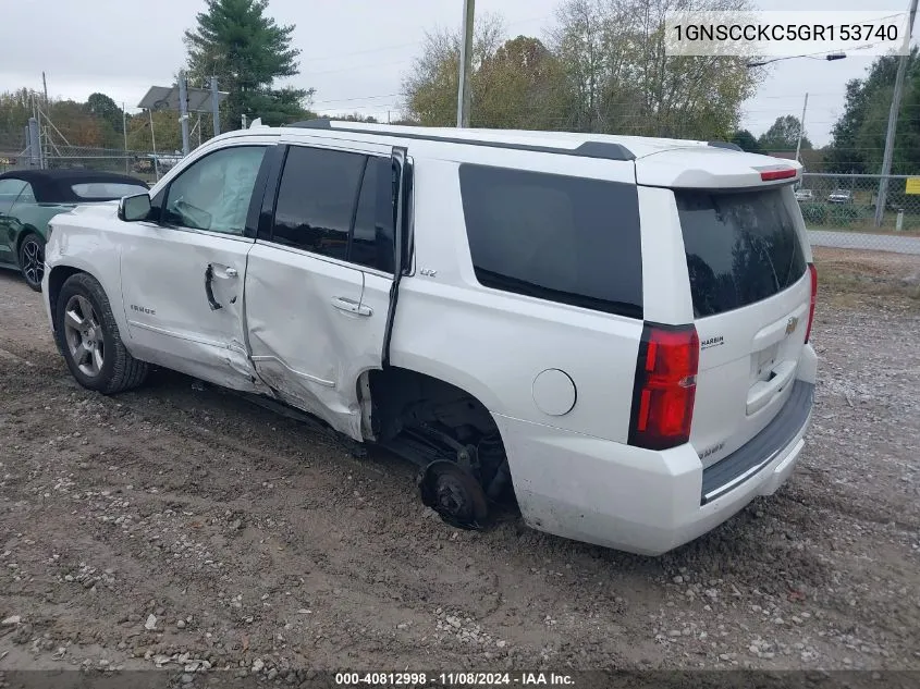 2016 Chevrolet Tahoe Ltz VIN: 1GNSCCKC5GR153740 Lot: 40812998