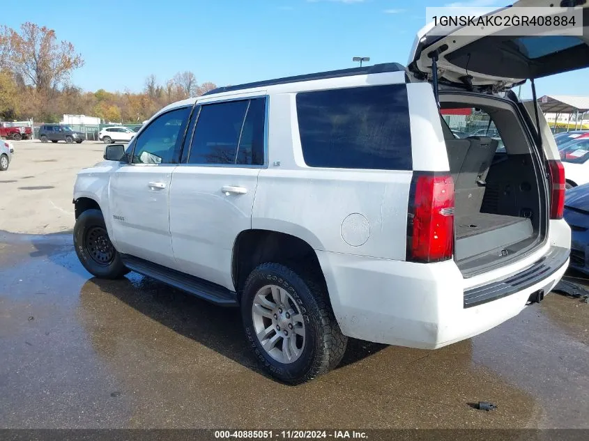 2016 Chevrolet Tahoe Ls VIN: 1GNSKAKC2GR408884 Lot: 40885051