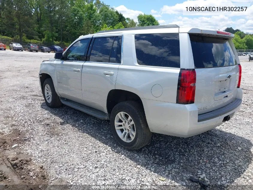 2017 Chevrolet Tahoe Ls VIN: 1GNSCAEC1HR302257 Lot: 39253887