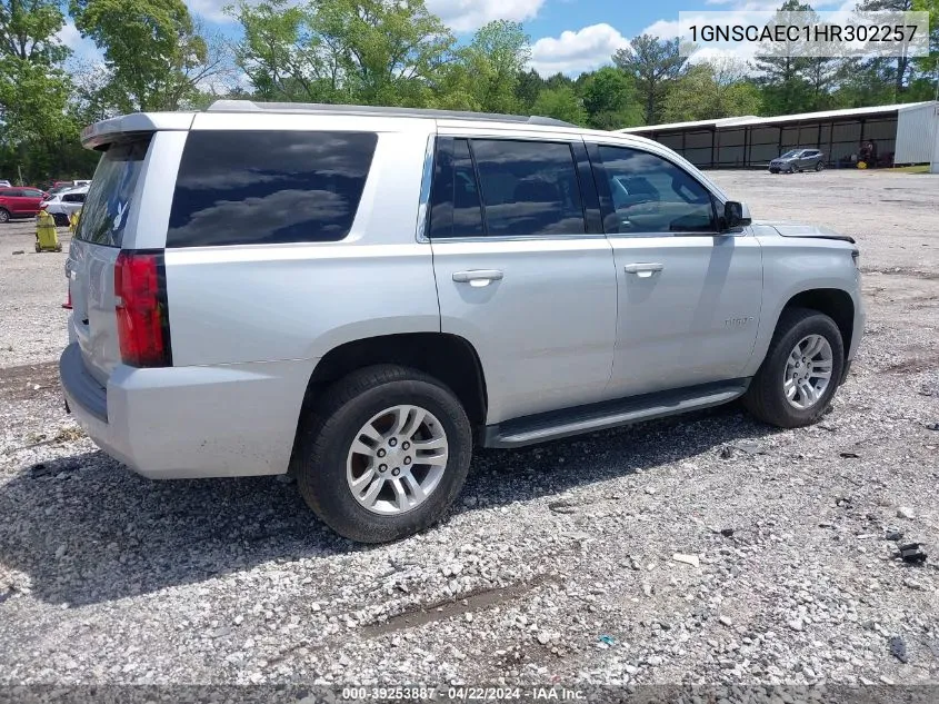 2017 Chevrolet Tahoe Ls VIN: 1GNSCAEC1HR302257 Lot: 39253887