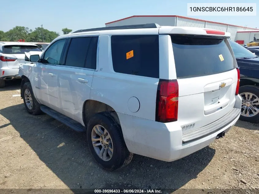 2017 Chevrolet Tahoe Lt VIN: 1GNSCBKC6HR186645 Lot: 39596433