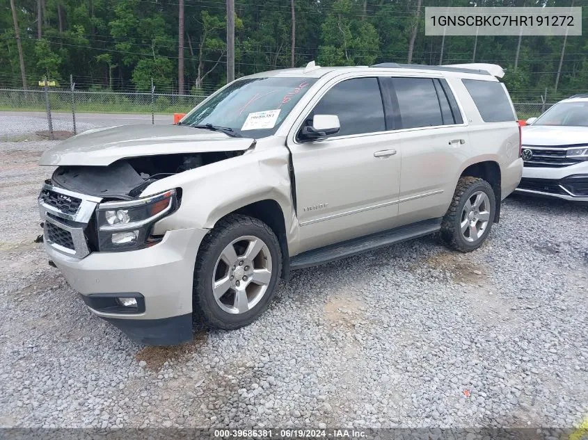 2017 Chevrolet Tahoe Lt VIN: 1GNSCBKC7HR191272 Lot: 39686381