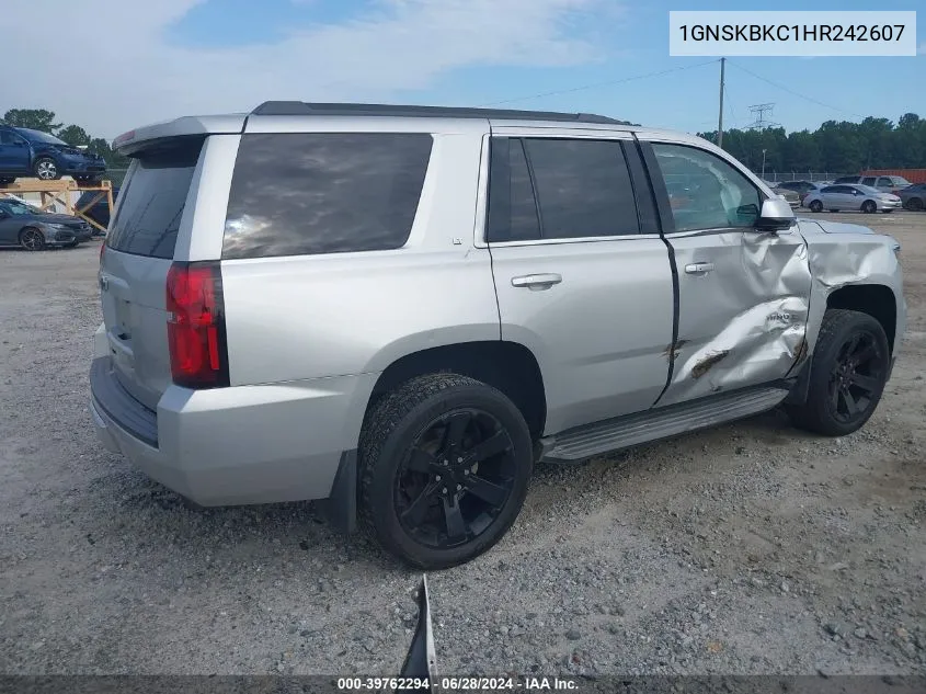 2017 Chevrolet Tahoe Lt VIN: 1GNSKBKC1HR242607 Lot: 39762294