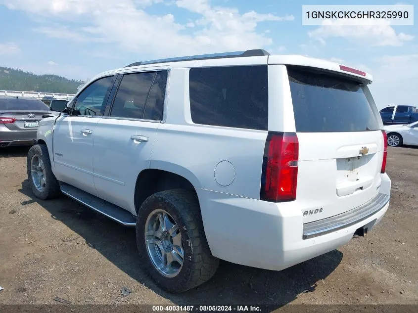 2017 Chevrolet Tahoe Premier VIN: 1GNSKCKC6HR325990 Lot: 40031487