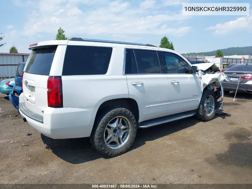 2017 Chevrolet Tahoe Premier VIN: 1GNSKCKC6HR325990 Lot: 40031487